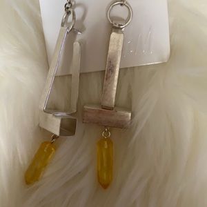 Silver yellow earrings